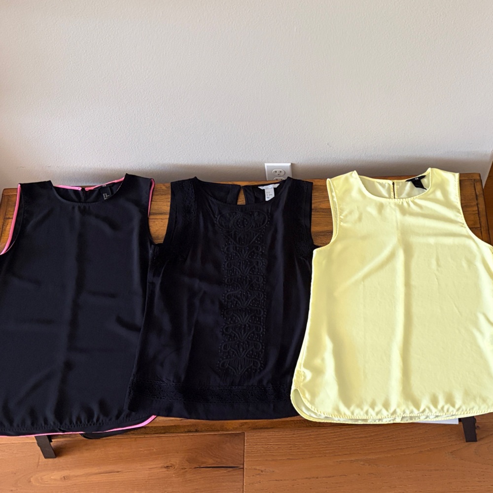 Black and Yellow Sleeveless Tops